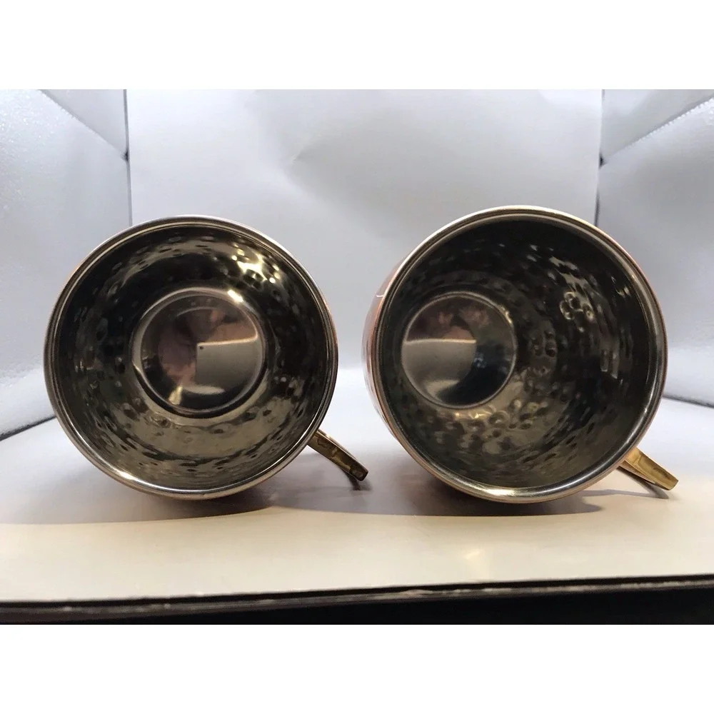 Pair of Pier 1 Moscow‎ Mule Mugs Hammered Copper Stainless steel